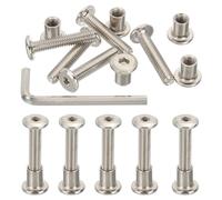 PATIKIL Tornillo De Cabeza Hexagonal M6x30mm, 10 Juegos De Pernos De Fijación Chicago Con Tuerca Pasante De Acero Al Carbono Y Llpájaro Hexagonal Para Muebles Sillas Mesas, Plateado