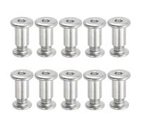PATIKIL Tornillos Hexagonales de Chicago, 10 Kit Postes de Tornillo de Encuadernación M8 x 15 mm Conexión Hexagonal Tornillo de Cabeza de Zócalo de Accionamiento Tuerca, Color Plata