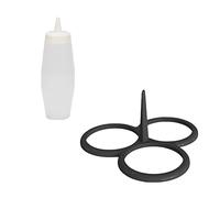 patisse 719232 - Juego de moldes para 3 blinis/mini panqueques simultáneos, silicona Starflex negro, Ø10 cm con botella graduada 350 ml