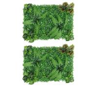 PATKAW Paneles Decorativos de Plantas Artificiales Resistentes la Decoloración con Apariencia Realista para Áreas al Aire Libre y Comerciales, Seto Verde de Plástico y Seda, 2 Piezas