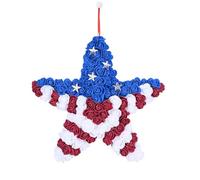 Patriotic Wreath - 33cm/12.99in Decorative Door Hanging, Fourth Of July Summer Wreath, USA Independence Day Decor | Red Blue White Front Door Garland For Home, Office, Party, Indoor Outdoor Wall Decor