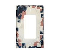 Patrón de cepillo para baño, cubierta de interruptor de luz basculante individual, cuadrados contemporáneos abstractos, puntos, ninguno beige, plástico, tamaño estándar, placa decorativa para