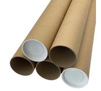 PATRONESMUJER-Pack de 5 Tubos de Cartón para Envío con Tapas de Plástico - Resistentes y Seguros - Medida 95 CM de Largo x 70 MM de Diámetro - Ideales para Documentos, Posters, Planos y Material