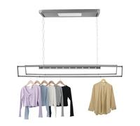 PattenlLevi Tendedero eléctrico con mando a distancia, barra para ropa de 130-215 cm, máx. 35 kg, para montaje en techo, 220 V y 24 W, iluminación (gris)