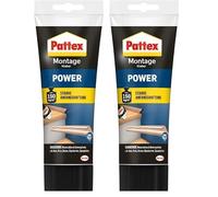 Pattex Assembly Adhesive Power, adhesivo de construcción de 250 g con fuerte adhesión inicial, adhesivo potente para materiales absorbentes, adhesivo para interiores y exteriores (Paquete de 2)