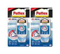 Pattex Baño Sano RE-NEW, silicona blanca para unas juntas limpias en sencillos pasos, silicona resistente al moho rápida, sellador de juntas de cocina y baño, 1x80 ml (Paquete de 2)