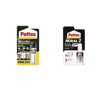 Pattex Barrita Arreglatodo Masilla bicomponente, pasta moldeable para pegar y reparar, 48 g + Pattex Nural 2 Reparador de esmalte y porcelana, esmalte permanente blanco para desconchados,1 x 50 g