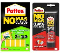 Pattex Cinta De Doble Cara A Tiras No Más Clavos Fijación Removible + No Mas Clavos Para Todo Hightack Adhesivo De Montaje Resistente A Temperaturas Extremas
