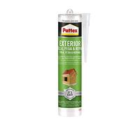 Pattex Exterior Sella, Pega & Repara, sellador exterior duradero, polímero transparente resistente a las condiciones climáticas, cubrejuntas pintable, 1 cartucho x 280 ml