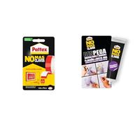 Pattex Lote Clavos Cinta, cinta de doble cara extrafuerte, 19 mm x 1,5 m Clavos Des-Pega, adhesivo de montaje fuerte y fácilmente removible, 44 g