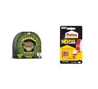 Pattex Lote Crocodile Power Cinta, gris, 1x20ml Clavos Cinta, cinta de doble cara extrafuerte, adhesivo de montaje para interior y exterior, 19 mm x 1,5 m
