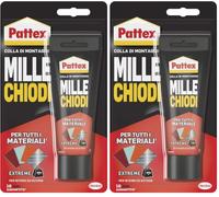 Pattex Mille Clavos Extreme, fuerte adhesivo de montaje, pegamento fuerte para interiores y exteriores, adhesivo sellador resistente al agua y a los rayos UV, blanco, 1 x 142 g blister (Paquete de 2)