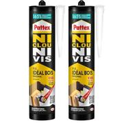 Pattex Ni Clou Ni Vis | Fix Idéal Bois (cartucho de 380 g) - Pegamento de fijación con fijación inmediata - Pegamento rápido para uso interior - Pegamento blanco (Paquete de 2)