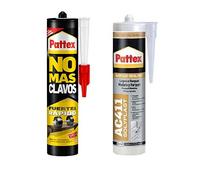 Pattex No Más Clavos, Adhesivo Blanco de Montaje, 370 g + AC411 Silicona Acrílica Madera Tipo Haya, 300 ml