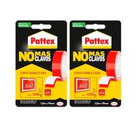 Pattex No Más Clavos Cinta, cinta adhesiva para aplicaciones permanentes, cinta de doble cara extrafuerte, adhesivo de montaje para interior y exterior, 19 mm x 1,5 m (Paquete de 2)