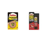 Pattex No Más Clavos Cinta, cinta adhesiva para aplicaciones permanentes + No Mas Clavos Para Todo HighTack Adhesivo de montaje resistente a temperaturas extremas