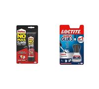 Pattex No Mas Clavos Para Todo HighTack, adhesivo de montaje blanco, 1 tubo x 142 g & Loctite Super Glue-3 Pincel, pegamento transparente con pincel aplicador, 1x5 g