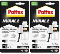 Pattex Nural 2 Reparador de esmalte y porcelana, esmalte permanente blanco para desconchados, golpes y rozaduras, esmalte profesional con múltiples aplicaciones, 1 x 50 g (Paquete de 2)
