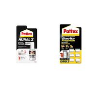 Pattex Nural 2 Reparador de esmalte y porcelana, esmalte permanente blanco para desconchados, golpes y rozaduras,1 x 50 g & Barrita arreglatodo, masilla adhesiva sella, pega, monodosis 6 x 5 gr