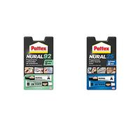 Pattex Nural 92 Pegamento reparador de plásticos, cola transparente para reparar y pegar plástico + Nural 25 Pegamento extra fuerte auto, adhesivo resistente