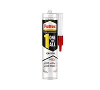 Pattex One for All Crystal, adhesivo transparente para vidrio y espejos, sellador transparente de alta calidad, adhesivo de montaje fuerte para una variedad de materiales, cartucho 1x290g