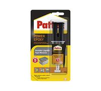 Pattex Power Epoxy Acero Líquido, pegamento epoxi bicomponente color metal a base de resina epoxi, fuerte adhesivo epoxi para metales y otros materiales, 1 x 35 g
