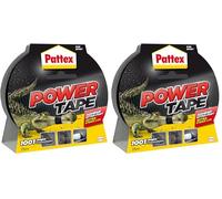 Pattex Power Tape | Adhésif extra-fort noir (rouleau de 25 m x 48 mm) - Bande adhésive toilée tous supports - Ruban adhésif étanche pour charges lourdes (Paquete de 2)
