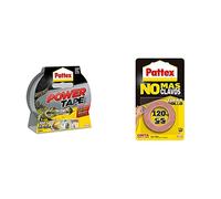 Pattex Power Tape, Cinta Multiusos Gris, 10 m + No Más Clavos, Cinta Adhesiva para Aplicaciones Permanentes, 19 mm x 1.5 m