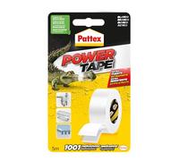 Pattex Power Tape, cinta multiusos resistente, fuerte, corte fácil, blanco, 5 m