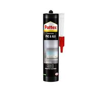 Pattex PVC & ALU, sellador adhesivo para fijaciones de PVC y aluminio, pegado de alto rendimiento en soportes húmedos en interiores y exteriores, pegamento blanco en cartucho de 450 g