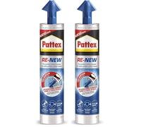 Pattex RE-NEW en cartucho, silicona blanca para sanitarios, blanqueador de juntas para baños, sellador universal impermeable con triple resistencia al moho, 1 x 280 ml, Paquete de 2