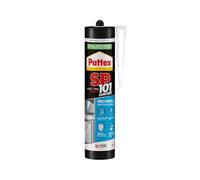 Pattex Sellador de polímero SP101 sanitario, sellado y pegamento, para baños y sanitarios, se adhiere a superficies húmedas, resistente a los rayos UV e impermeable, sellador blanco, cartucho de 280