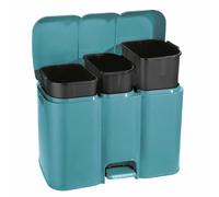 Tontarelli Cubo de basura para reciclaje de cocina, color delfín y negro, capacidad de 13 + 13 + 8 litros, total 34 litros, plástico polipropileno, modelo Patty 3 58,3 x 32 x 41,5 cm