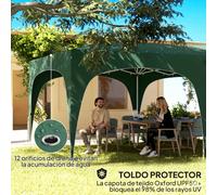 PATUKSHOP Pabellón , carpa de Jardín 3x6 m - Cenador 18 m² con 6 Paredes y Protección UV50+ Green