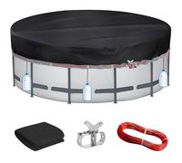 PATWING Cubre Piscinas Redondas Ø371x30cm para 320-366cm con Ojales | Negro, resistente a los rayos UV y al desgarro, para verano e invierno, compatible con piscinas INTEX y BESTWAY