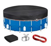 PATWING Cubre Piscinas Redondas Ø462x30cm para 428-460cm con Ojales | Negro, resistente a los rayos UV y al desgarro, para verano e invierno, compatible con piscinas INTEX y BESTWAY