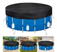 PATWING Cubre Piscinas Redondas Ø564x30cm para 500-550cm con Cordón | Negro, resistente a los rayos UV y al desgarro, para verano e invierno, compatible con piscinas INTEX y BESTWAY
