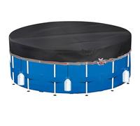 PATWING Cubre Piscinas Redondas Ø610x30cm para 550-610cm con Ojales | Negro, resistente a los rayos UV y al desgarro, para verano e invierno, compatible con piscinas INTEX y BESTWAY