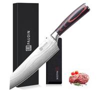PAUDIN Cuchillo Santoku 20 cm, cuchillo de cocinero japonés Kiritsuke, cuchillo de cocina de acero inoxidable con alto contenido en carbono, mango ergonómico, perfecto para carne, pescado y verduras