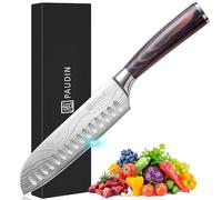 PAUDIN Cuchillo Santoku, longitud de la hoja17 cm cuchillo de cocinero de acero para cuchillos alemán, cuchillo de sushi cuchillo de cocina con mango ergonómico para casa y restaurante