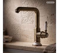 PaulGurkes Grifo de lavabo / cocina de baja presión en latón bronce nostálgico