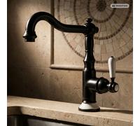 PaulGurkes Grifo de lavabo y cocina en diseño retro negro