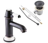 PaulGurkes Grifo Retro negro para lavabo con excentrador nostálgico