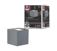 Paulmann 18000 Aplique de superficie para pared de casa, luz de orientación LED Cybo, lámpara cuadrada 2x3 W, color gris, 80x80 mm, exterior, IP65 protección contra chorros de agua, acentos luminosos