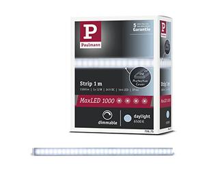Paulmann 70675 Strip LED MaxLED 1000 1 m, strip LED 6500 K blanco diurno, tira de luz con recubrimiento, regleta de luces 11,5 W 1100 lm 144 LED 24 V