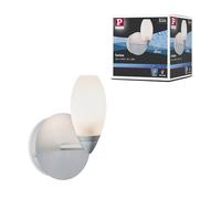 Paulmann 70838 Aplique Carina máx. 28 W IP44, lámpara de pared, cromo mate, satinado, lámpara sala de estar, metal, cristal, lámpara para pasillo G9