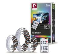 Paulmann 78881 Strip LED USB iluminación para TV 65 pulgadas 2,4m 60LED/m Dynamic Rainbow RGB incl. 1x4 W regulable, tira de luz, negro, plástico