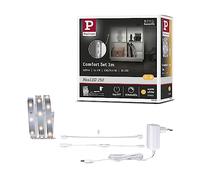Paulmann 78895 Strip LED MaxLED 250 Regal Comfort juego básico 1m 300lm 30LED/m incl. 1x4 W, regulable, tira de luz, plateado, plástico 2700 K