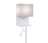 Paulmann 78913 Aplique LED Merani con repisa incl. 1x2,5 W, aplique lectura, gris, lámpara lectura, blanco, metal, tela, lámpara de pared 3000 K E27