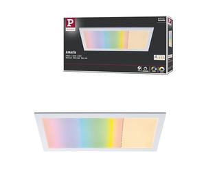 Paulmann 79808 Panel LED Amaris 595x295mm RGBW Smart Home Zigbee rect., incl. lámpara techo 1x22W, regulable, blanco mate, metal, lámpara salón 2700K